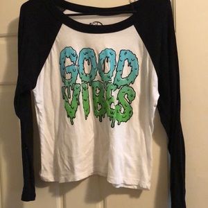 “Good vibes” long sleeve cut off shirt